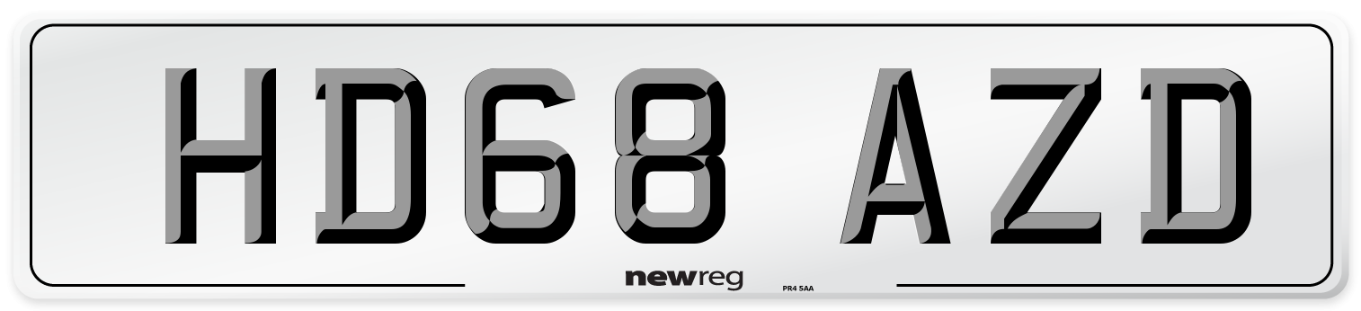 HD68 AZD Number Plate from New Reg